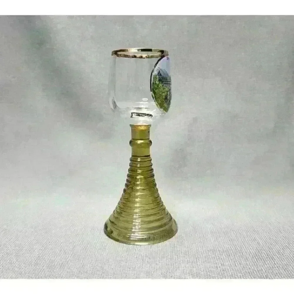 Vintage Heidelberg Skyline Souvenir Roemer Shot Glass Roman Glass Beehive Stem